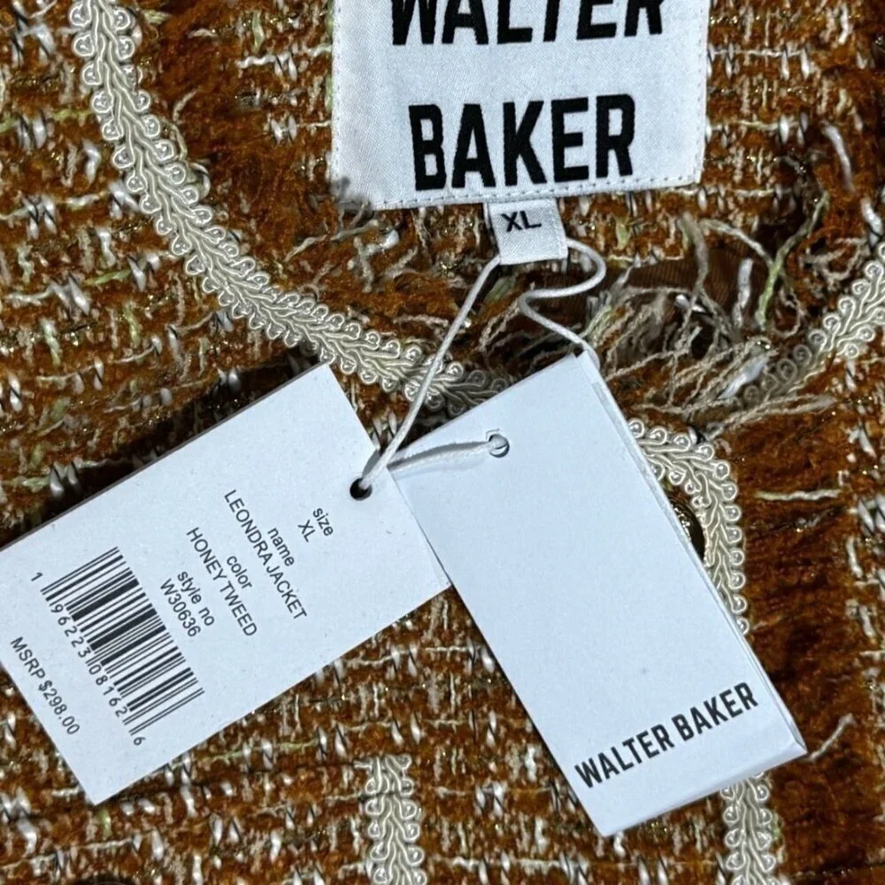 NWT Walter Baker Set Laken Gingham Sz 10 Shorts & Tweed Jacket XL Honey MSRP 496
